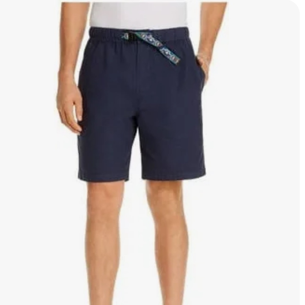 Penfield Navy Blue balcom regular fit  Shorts with Patterned Belt size S